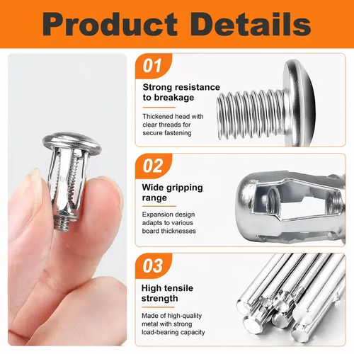 30Pcs Heavy-Duty Zinc-Plated Carbon Steel Button Rivet Nuts Set - Durable, Rustproof, Bolt-Compatible Automotive & Furniture Hardware for Panel Fixing (M4-M6 Sizes)