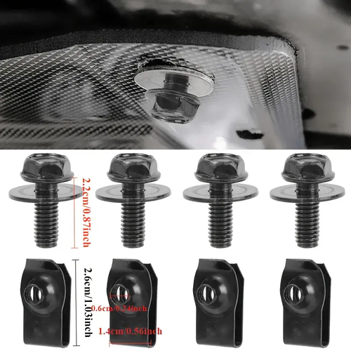 50-Piece Metal Cars Motorcycles Fastener Set - Clips+Screws, Car Bolt Clips, Bumper Front Wing Clips, Engine Splash Shield Rivets, Fender Fastener Buckles, U-Shaped Washers, Motorcycle Accessories, Car Accessories, Vehicle Accessories