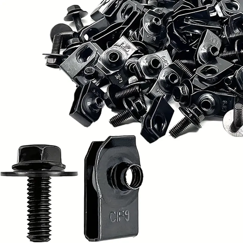 50-Piece Metal Cars Motorcycles Fastener Set - Clips+Screws, Car Bolt Clips, Bumper Front Wing Clips, Engine Splash Shield Rivets, Fender Fastener Buckles, U-Shaped Washers, Motorcycle Accessories, Car Accessories, Vehicle Accessories