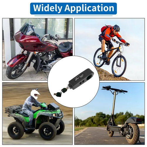 Heavy Duty Anti-Theft Brake Lever Security Lock for Bicycles, Scooters, Motorcycles, Durable ABS Plastic, Easy-Carry Design, Black, Includes Key, Bike Accessories, Motorcycle Accessories