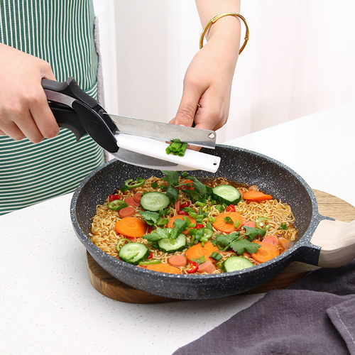 Vegetable Cutting Board Scissors Spring Scissors Kitchen Knife Auxiliary Food Vegetable Knife Scissors 2-in-1 Kitchen Tools