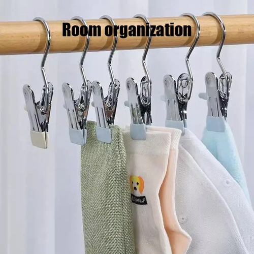 Clips Hangers Stainless Steel Rustproof Space-Saving, 360° Rotating Waterproof Durable Clothespins with Rubber-Coated Tips for Laundry Drying, Closet & Travel Storage, 20 Counts