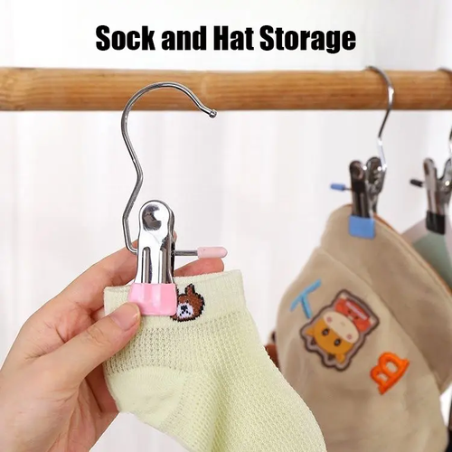 Clips Hangers Stainless Steel Rustproof Space-Saving, 360° Rotating Waterproof Durable Clothespins with Rubber-Coated Tips for Laundry Drying, Closet & Travel Storage, 20 Counts