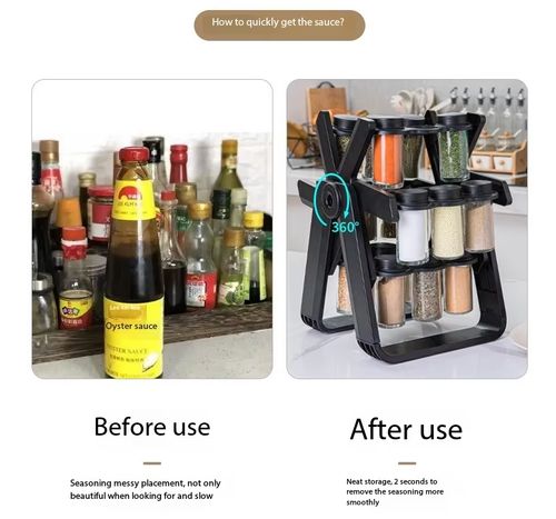Rotating condiment storage rack