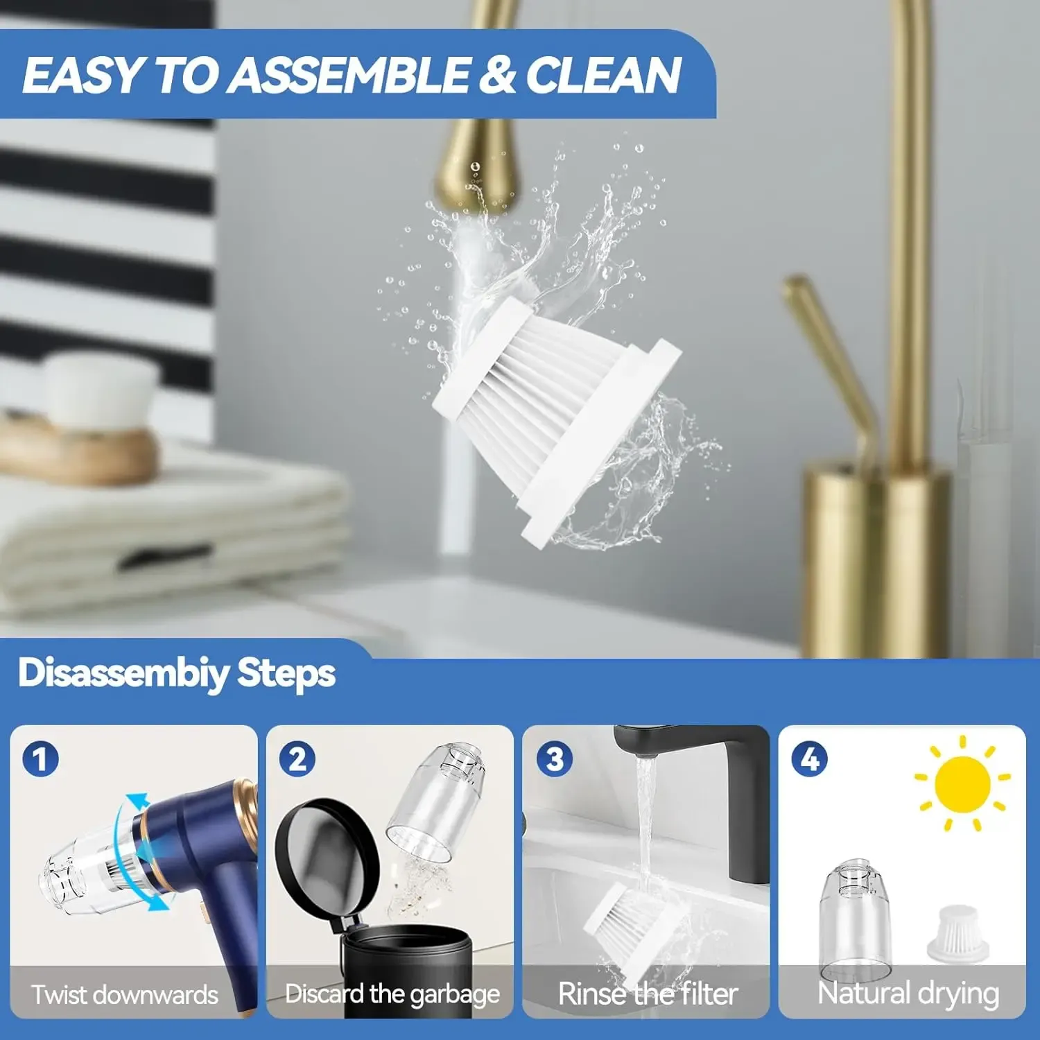 Wireless Car Vacuum Cleaner & Air Blower, 120W Portable Handheld Auto Vacuum with Multi-Nozzles for Car, Home & Pet Hair