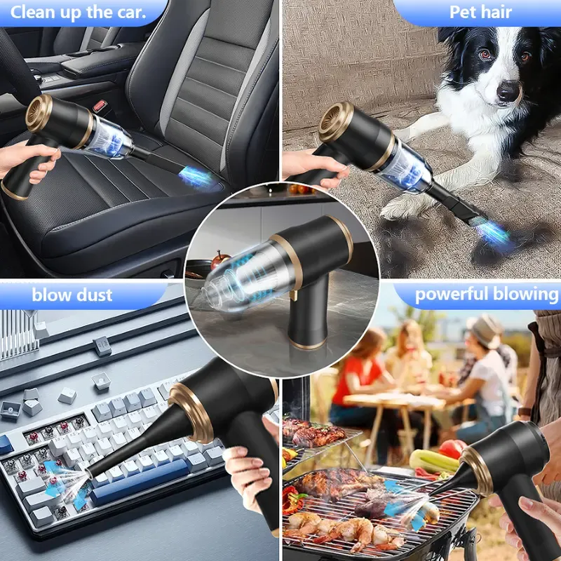 Wireless Car Vacuum Cleaner & Air Blower, 120W Portable Handheld Auto Vacuum with Multi-Nozzles for Car, Home & Pet Hair