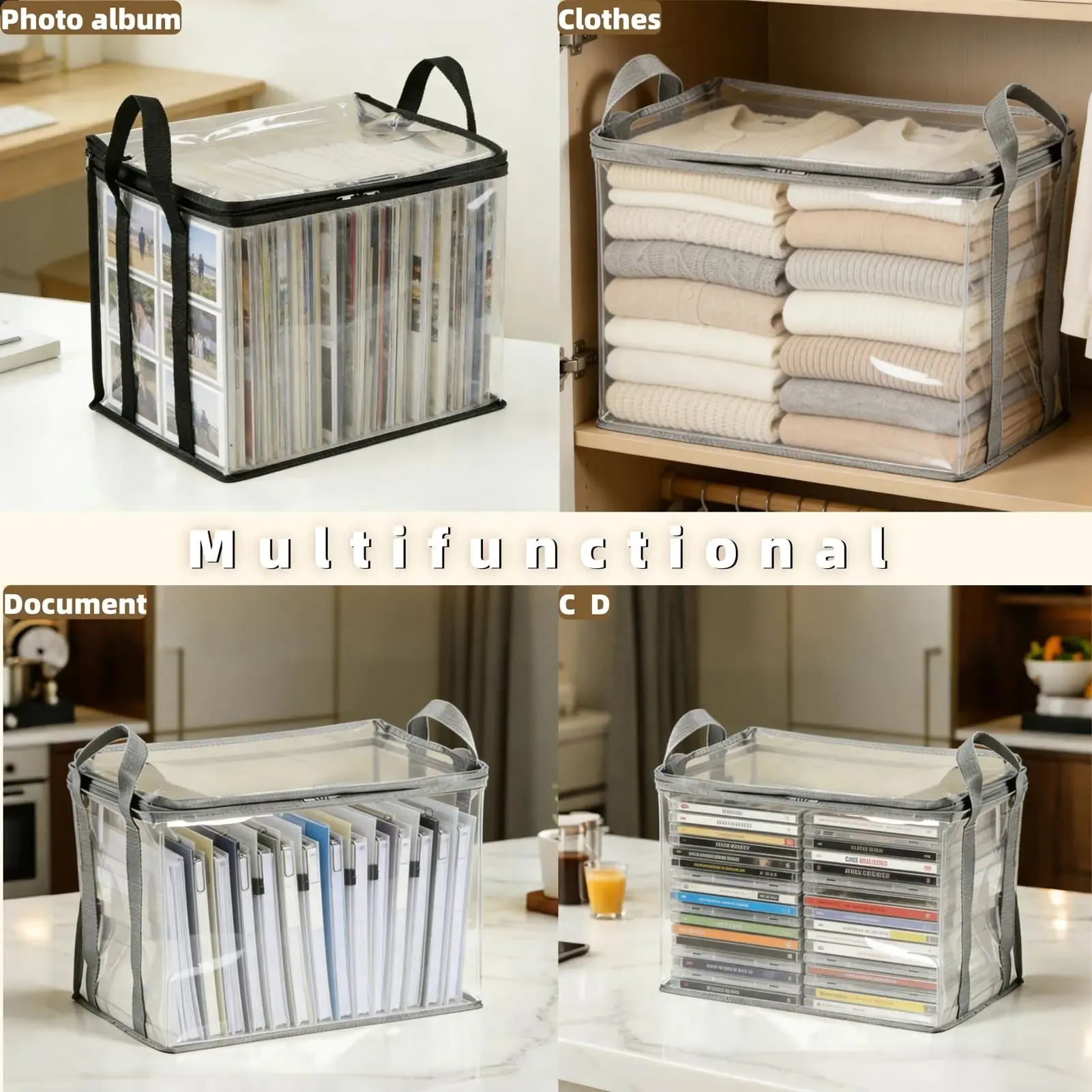 Large Clear Thick Plastic Storage Box with Hinged Lid, Heavy-Duty Durable High Capacity Organizer, Perfect for Home, Camping, Travel, Attic and Moving