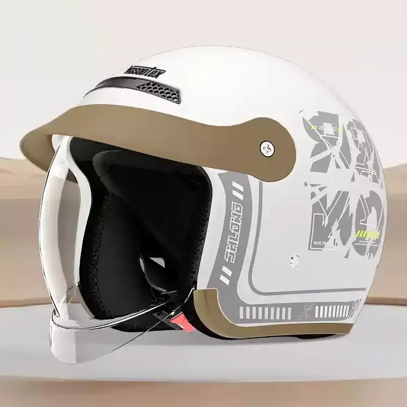 3C Certified Electric Motorcycle Helmet Half Helmet with Inner Visor Four Seasons Universal Safety Helmet for Men & Women