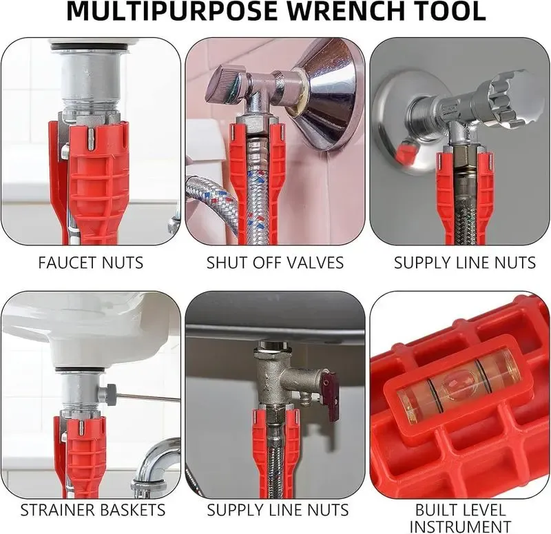 14-in-1 Multi-functional Wrench for Toilet, Sink, Bathroom, Kitchen Plumbing Installation and Repairs faucet wrench pipe