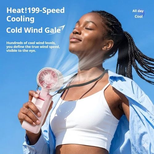 Portable Cooling Fan – 3600mAh Rechargeable, 5-in-1 Handheld&Neck&Desktop Fan with Digital Display, Long Battery Life, Travel & Office Essential