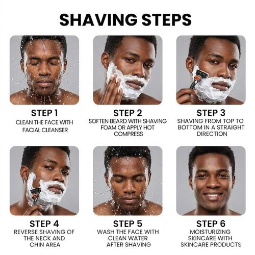 4pcs Razor Blades + Handle – Sharp Head & Beard Shaver for Men