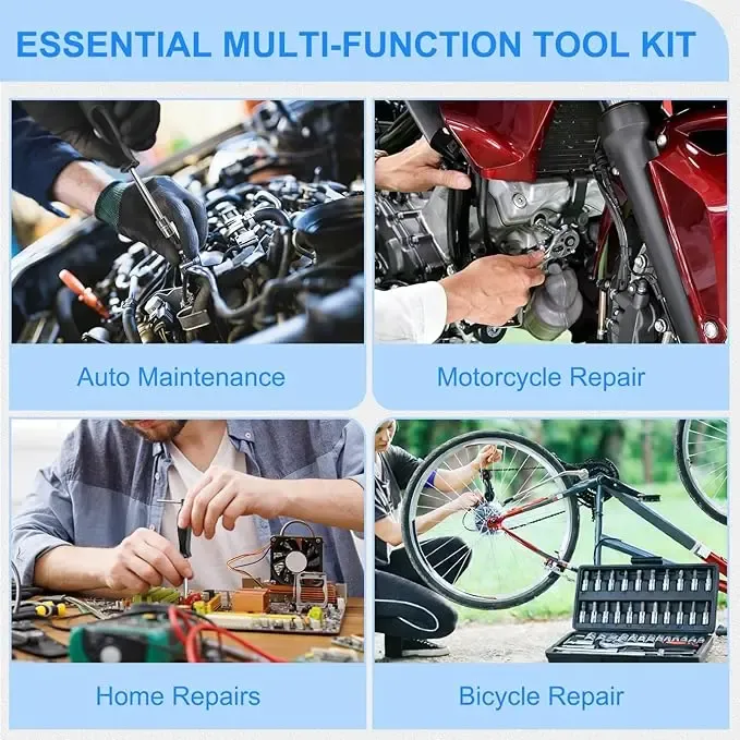 46pcs Car Repair Machinery Tools Set, Household Machinery Tools, Socket Wrench Diy Repair Tool Kit, Ratchet Screwdriver Compatible with Car Repair & Bicycle Repair, Hardware Toolbox Compatible with Auto Repairing, Gifts for Husband & Men outdoorfun