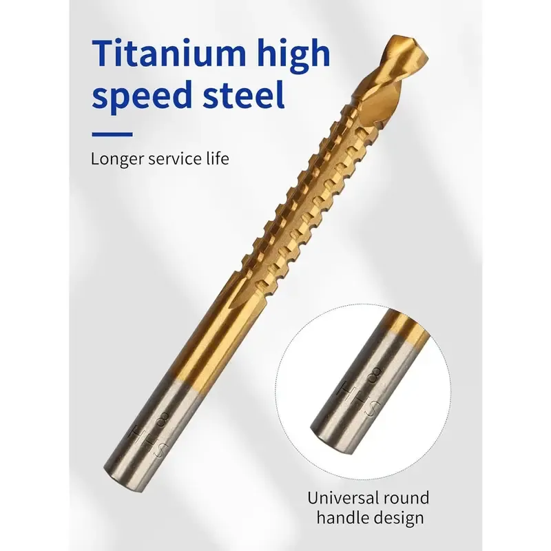 6 Pack Titanium GJANSH Coated HSS Twist Drill Bits, 3-10mm Serrated Side Cutting Drill Bit Woodworking Tools for Plastic Metal Wood Hole,fathersdaygift fathersdaygift