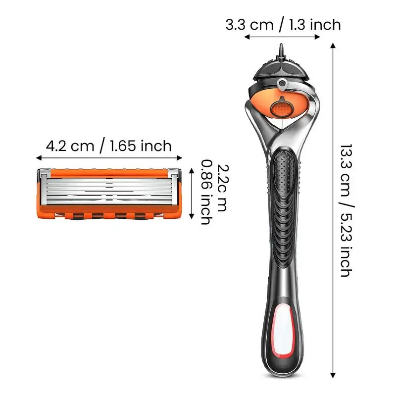 4pcs Razor Blades + Handle – Sharp Head & Beard Shaver for Men