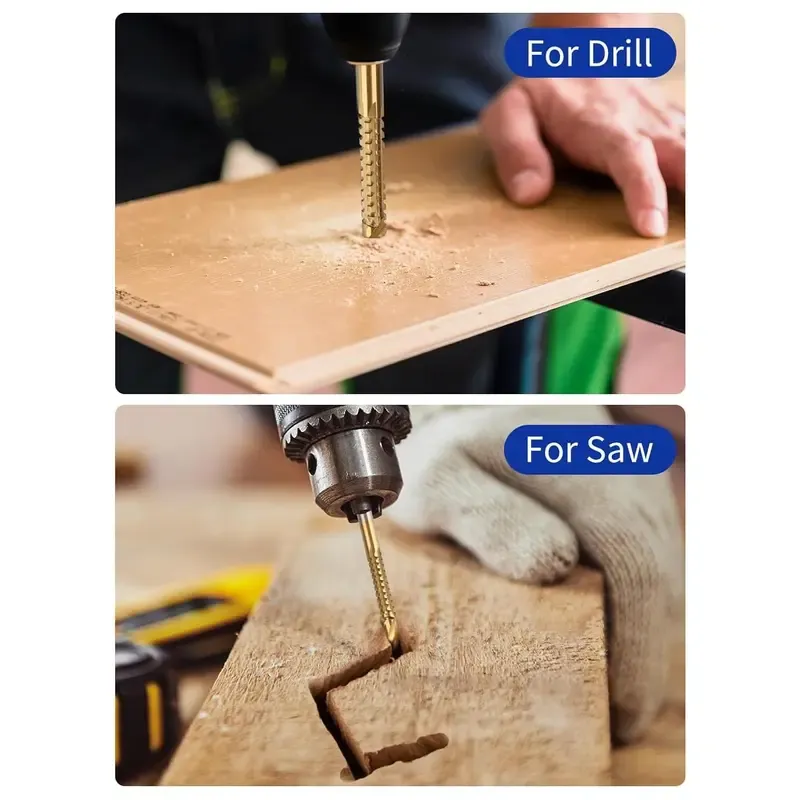 6 Pack Titanium GJANSH Coated HSS Twist Drill Bits, 3-10mm Serrated Side Cutting Drill Bit Woodworking Tools for Plastic Metal Wood Hole,fathersdaygift fathersdaygift