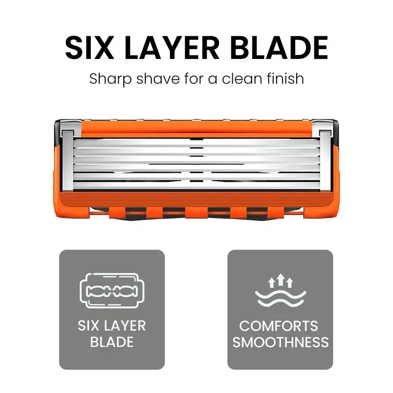 4pcs Razor Blades + Handle – Sharp Head & Beard Shaver for Men