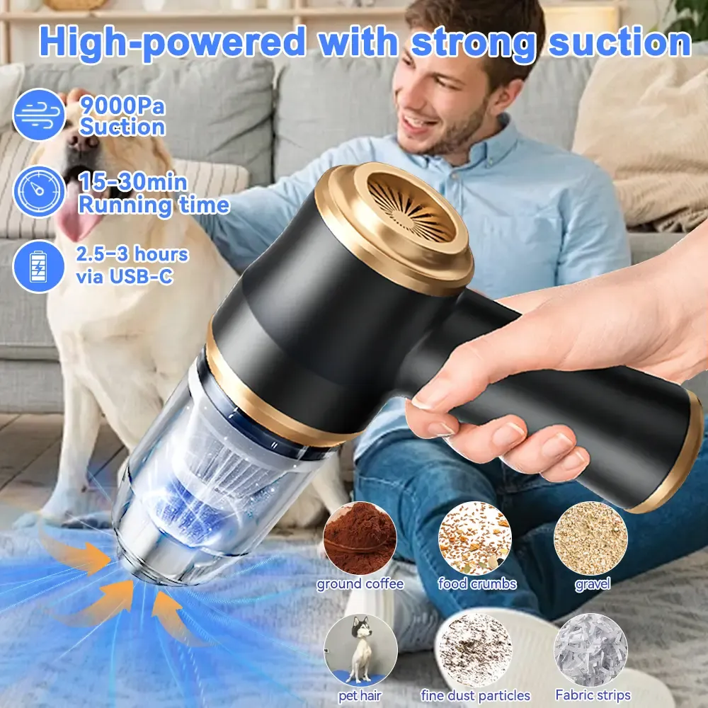 Wireless Car Vacuum Cleaner & Air Blower, 120W Portable Handheld Auto Vacuum with Multi-Nozzles for Car, Home & Pet Hair