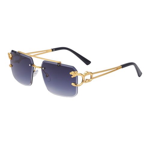 European and American fashion leopard frameless trim sunglasses retro double-bridge sunglasses for men