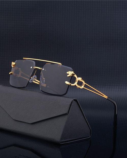 European and American fashion leopard frameless trim sunglasses retro double-bridge sunglasses for men