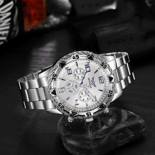 Set 6 Luxury Mens Watches Business Sports Full Steel Wristwatches 20mm Silicone Band Quartz Movement Glass Dial Boxed Male Clock