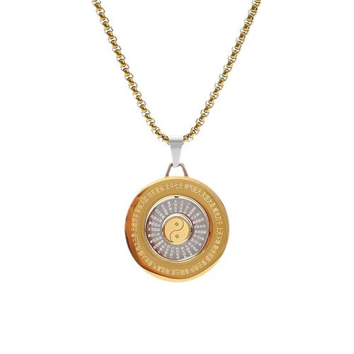 Golden Light Mantra Nine-Character Mantra Bagua Pendant Electroplated Yin-Yang Fish Tai Chi Necklace Car Pendant Bracelet Men's and Women's Jewelry