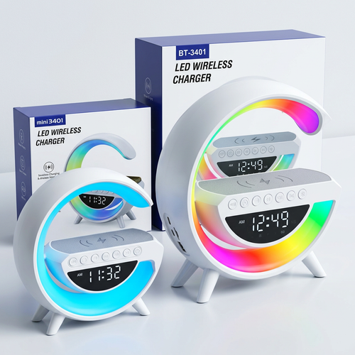 Bluetooth Speaker, Alarm Clock, Wireless Charger, Wake Up Table Lamp | Cash on Delivery