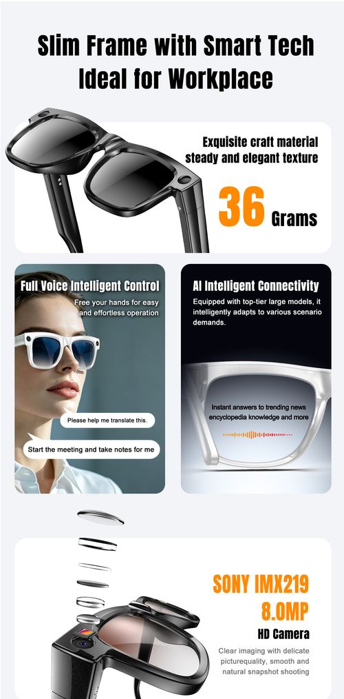 AI Smart Glasses Photo Translation Tool Hands-Free Camera Real-Time Text Translator Portable Audio Video Recording Glasses