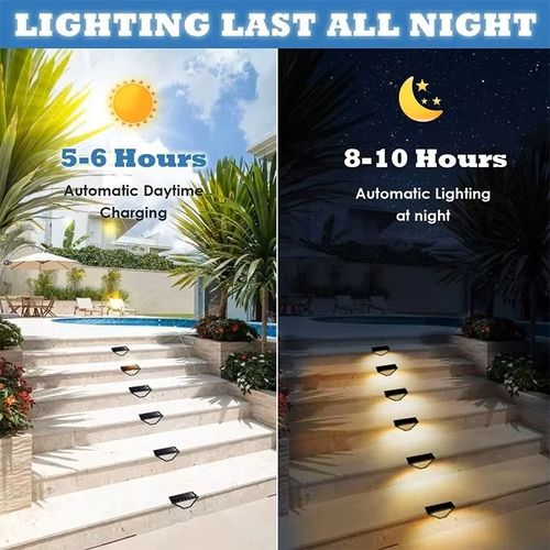 Solar & Battery Powered Stair Light, Built-in Lithium Battery, Outdoor Use