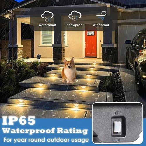 Solar & Battery Powered Stair Light, Built-in Lithium Battery, Outdoor Use