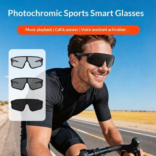 AI Photochromic Bluetooth Audio Glasses | 2-in-1 Windproof Cycling Goggles