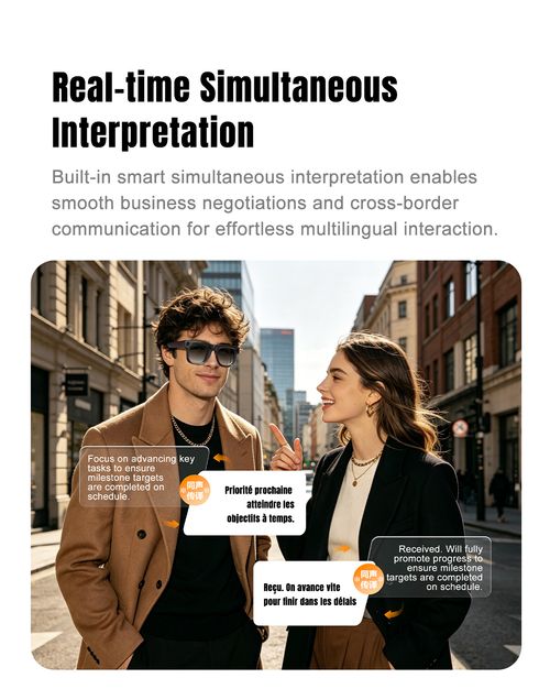 AI Smart Glasses Photo Translation Tool Hands-Free Camera Real-Time Text Translator Portable Audio Video Recording Glasses