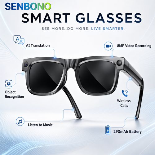 AI Smart Glasses Photo Translation Tool Hands-Free Camera Real-Time Text Translator Portable Audio Video Recording Glasses