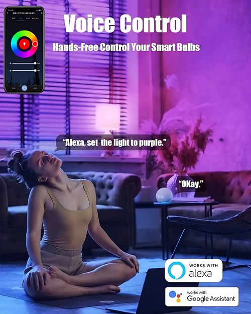 Tuya Bluetooth Smart LED Bulb E27 RGBCW Dimmable, Phone App Control, AC230V,2-Pack