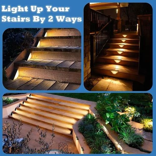 Solar & Battery Powered Stair Light, Built-in Lithium Battery, Outdoor Use
