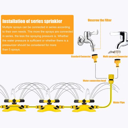 Garden watering rotary sprinkler, lawn irrigation 360-degree spray nozzle, drip irrigation head, direct shipping, water-saving