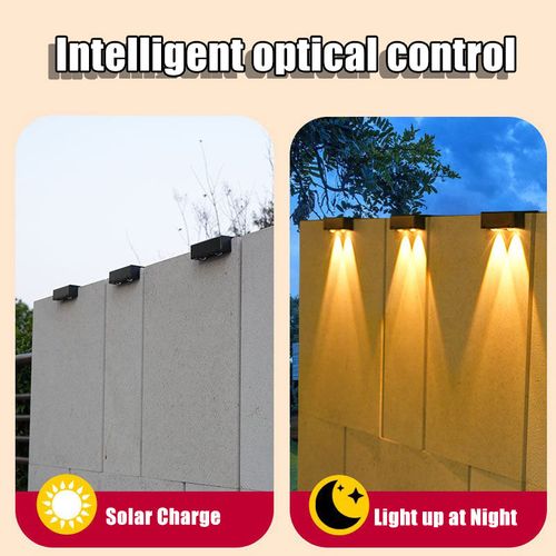 Solar LED Deck Wall Light, Outdoor Waterproof, Garden Fence & Exterior Wall Lighting