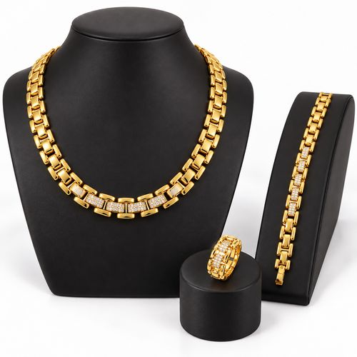 Single Row Zircon Tennis Jewelry Set | Necklace + Bracelet + Ring