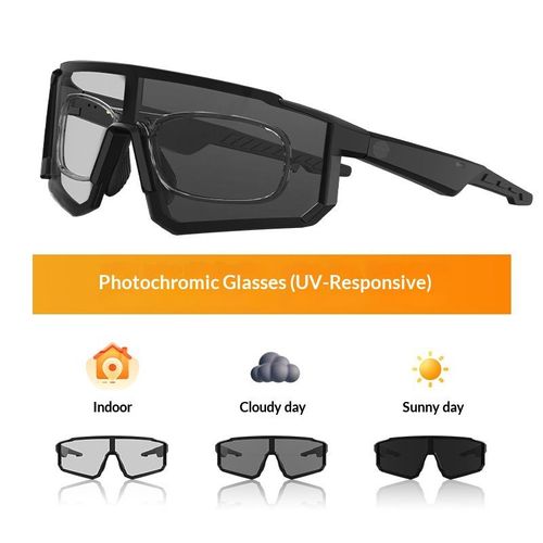 AI Photochromic Bluetooth Audio Glasses | 2-in-1 Windproof Cycling Goggles