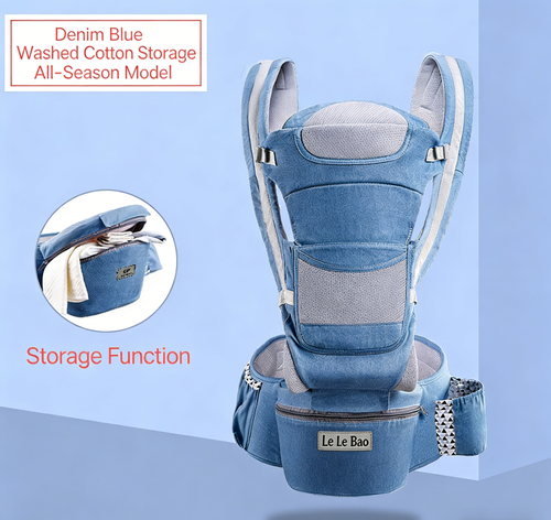Multi-functional Baby Carrier with Waist Stool - Back & Horizontal Hold, Foldable & Portable Parenting Tool