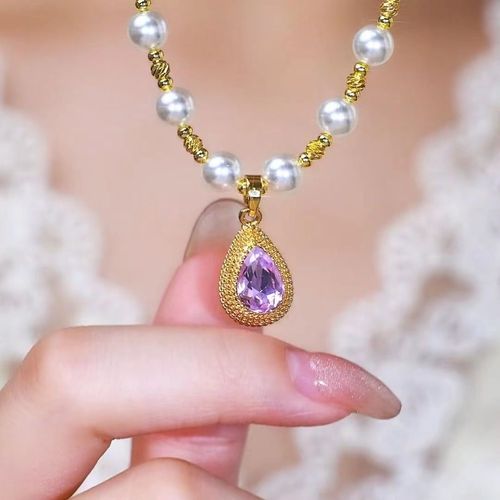 French-style Purple Durian Pearl Necklace for Women
