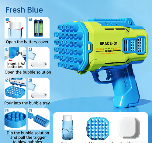 Trending 32-Barrel Gatling Bubble Gun Children's Toy