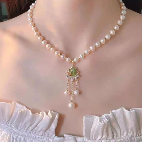 French-style Purple Durian Pearl Necklace for Women