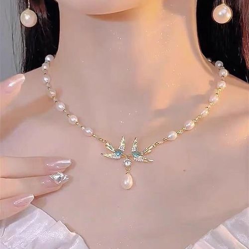 French-style Purple Durian Pearl Necklace for Women