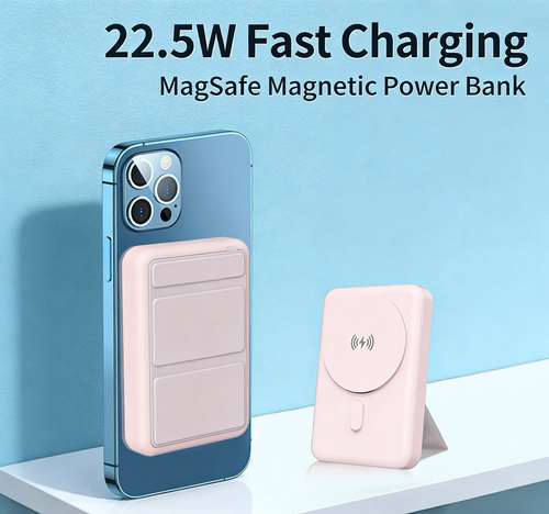 Magnetic Wireless Power Bank 10000mAh with Stand, Mini Fast Charging Portable Charger
