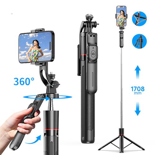 Bluetooth Selfie Stick F16 Travel Portable Selfie Stabilizer Floor-Standing Live Streaming Tripod Anti-Shake Phone Holder