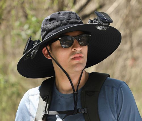 Long-lasting lithium-ion battery fan, solar-charged, high-wind-resistant sun hat, sun-protective fisherman's hat, quick-drying hat  Available in a range of colours
