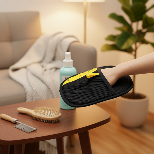 Practical anti-static pet gloves and reusable lint rollers, ideal for cleaning sofas and carpets, and for grooming dogs and cats