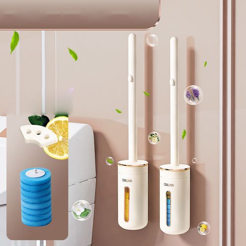 Disposable toilet brush for home use, no dead corners, new wall-mounted loo-cleaning miracle with replaceable heads.