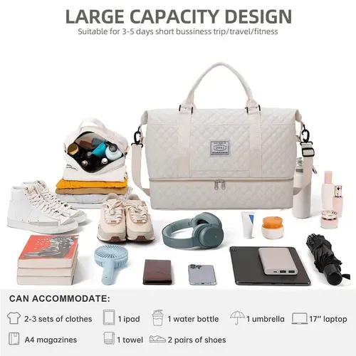 Large capacity wet and dry separation travel bag