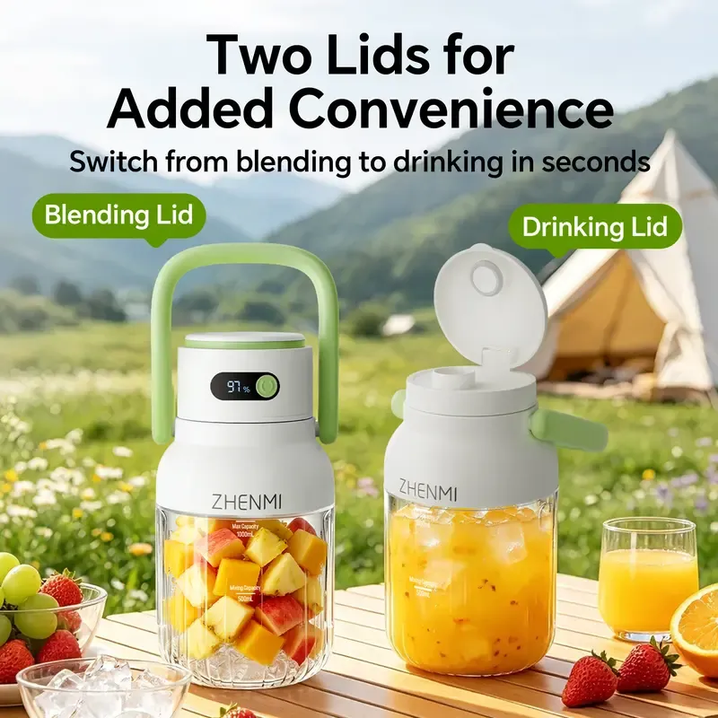 The Thoughtful Gift for Holidays & Birthday: ZHENMI Cordless Blender, 33oz BPA-Free, Perfect for Making Two-Serving Smoothies, Crushes Ice, USB Rechargeable – For a Fresh & Healthy Start as a Couple. Share Healthy Moments Together! outdoor